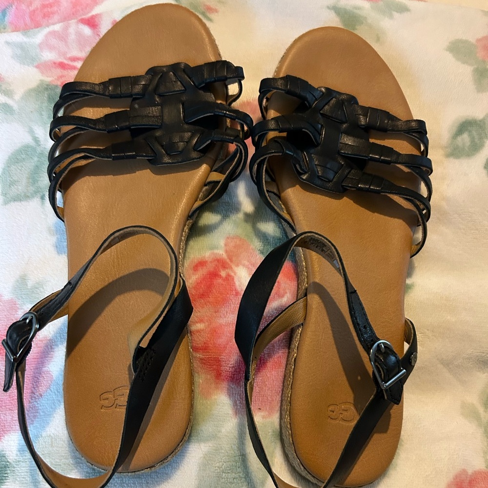 UGG Black and Tan Women's Sandals